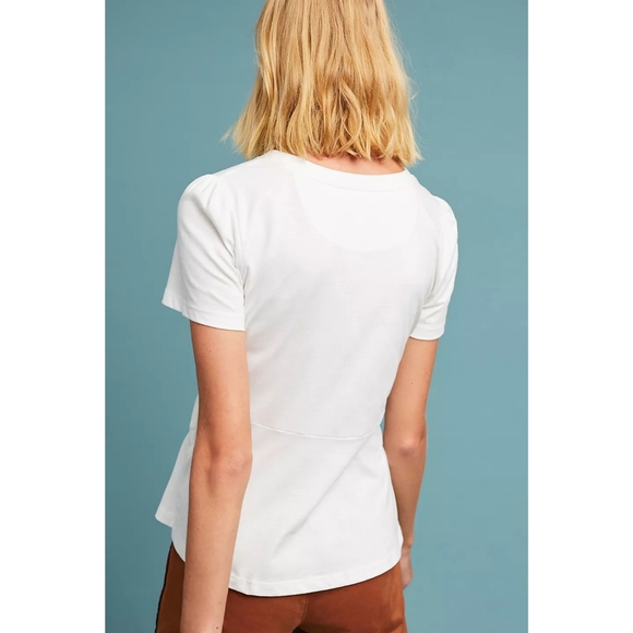 Anthropologie Maeve Dakota Short Sleeve T-Shirt Belted Wrap Top Red Small - Picture 3 of 16